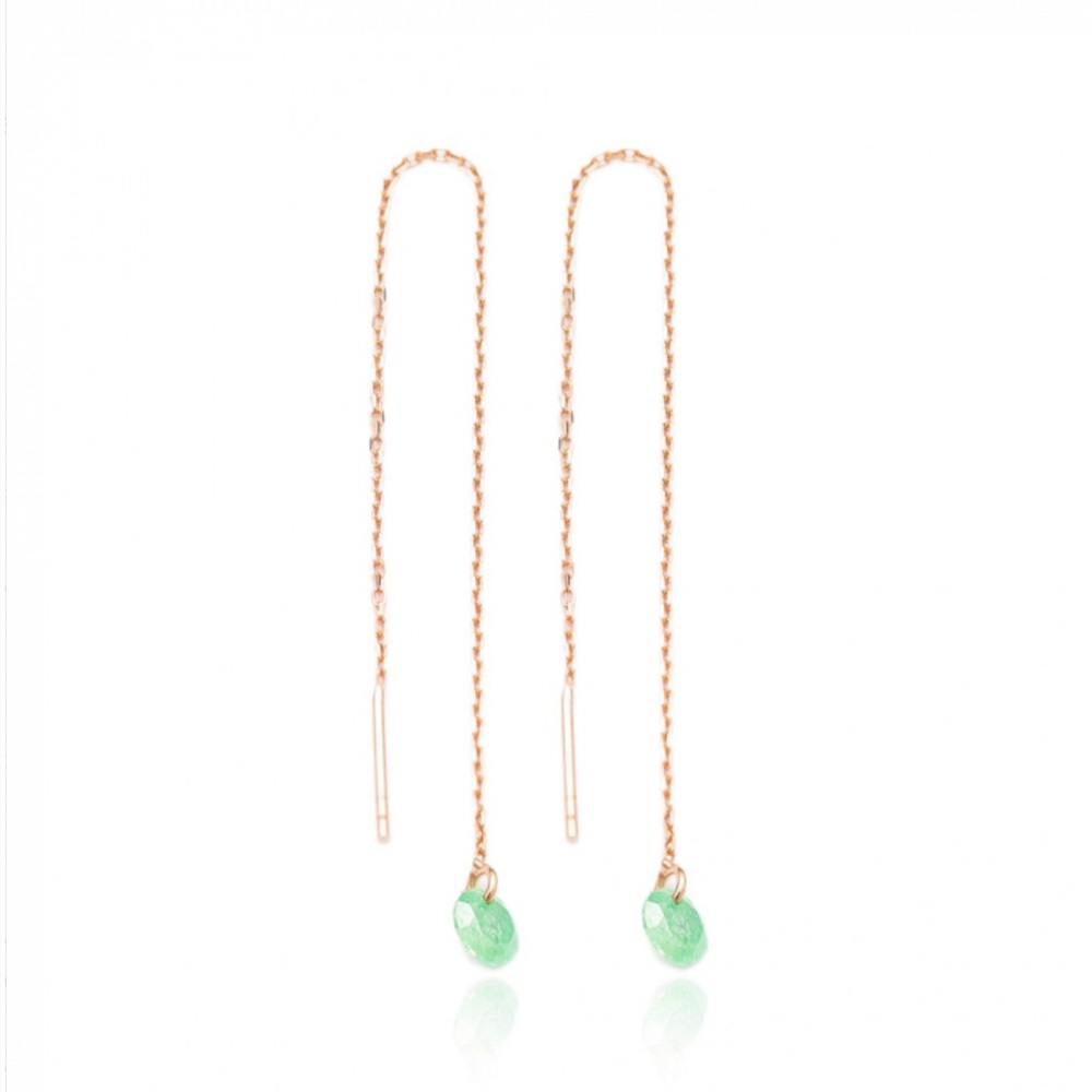 •minimalist gemstone threader earrings•